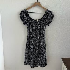 Roxy Black and White Boho Feminine Casual Dress Sweetheart Neckline Small